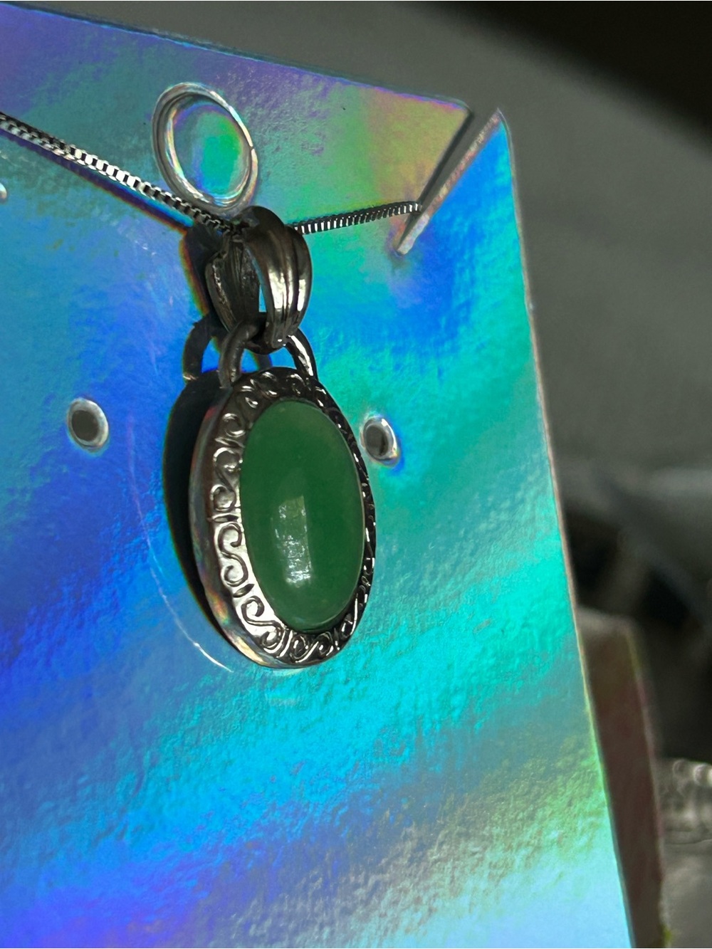 Jadeite Stone Pendant Vintage - Picture 7 of 8
